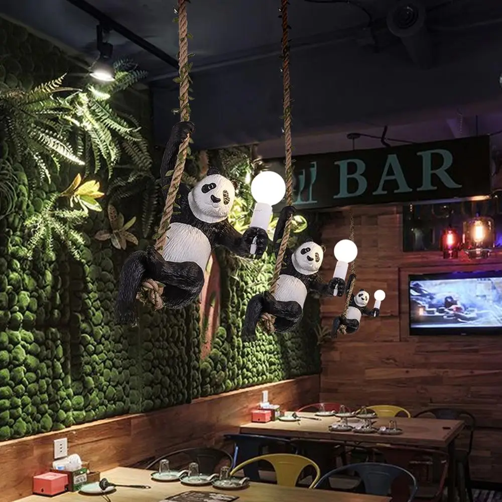 Panda Hanging Lamp, Resin Animal Hemp Rope Plant Lamp Ceiling Pendant Light Fixture for Children's Room, Kindergarten Restaurant
Panda Hanging Lamp, Resin Animal Hemp Rope Plant Lamp Ceiling Pendant Light Fixture for Children's Room, Kindergarten Restaurant