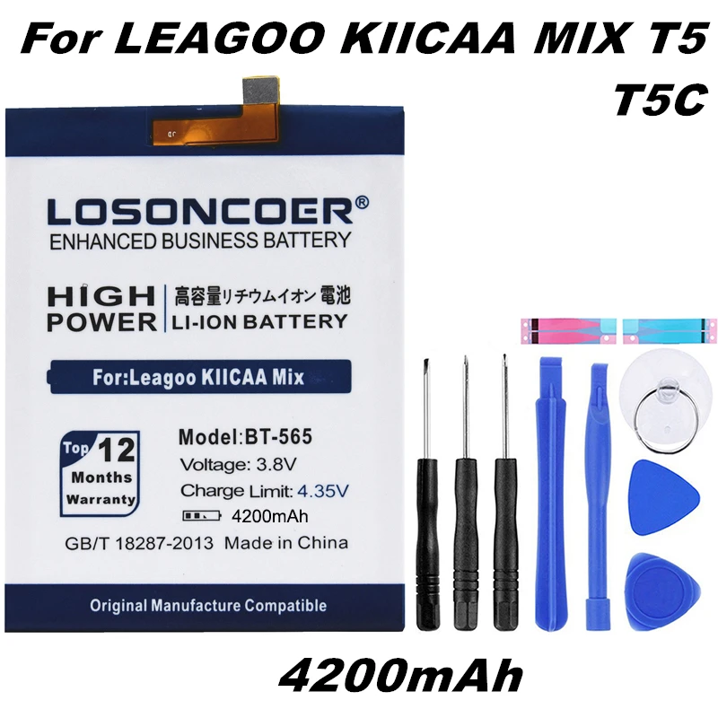 LOSONCOER 4200mAh BT-565 Battery For Leagoo KIICAA Mix Mobile Phone Battery T5 T5C+Gift tools +stickers
LOSONCOER 4200mAh BT-565 Battery For Leagoo KIICAA Mix Mobile Phone Battery T5 T5C+Gift tools +stickers