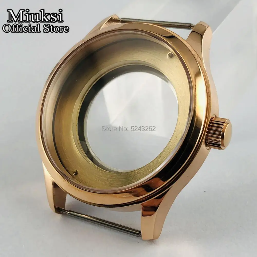 Фото Miuksi 42 мм розовое золото часы с сапфировым стеклом чехол fit ETA 2836 miyota 8215 821A 82 series mingzhu