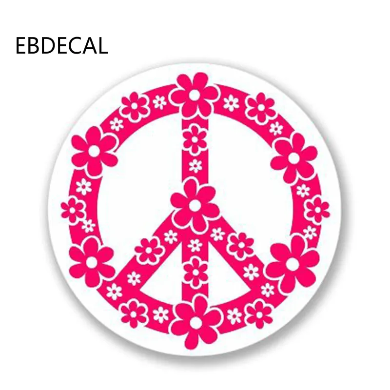 Фото Ebdeckle розовый цветок символ мира для Авто/бампер/окно/наклейка на стену стикеры