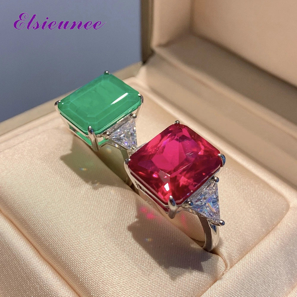ELSIEUNEE New Trendy Solid Silver 925 Jewelry 12MM Ruby Emerald Gemstone Rings for Women Luxury Fine Jewlery Ring Wholesale Gift
ELSIEUNEE New Trendy Solid Silver 925 Jewelry 12MM Ruby Emerald Gemstone Rings for Women Luxury Fine Jewlery Ring Wholesale Gift