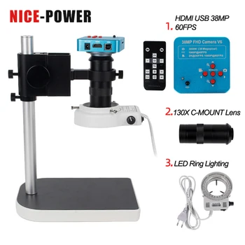 130X 38MP Professional microscope HDMI VGA digital microscope for electronic soldering USB camera WIth LED Ring Light repair
130X 38MP Professional microscope HDMI VGA digital microscope for electronic soldering USB camera WIth LED Ring Light repair