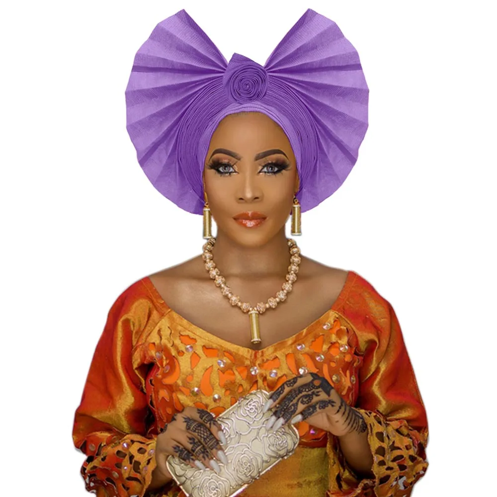 Beautiful African gele headwrap for wedding Ankara aso oke headtie handmade turban (14)