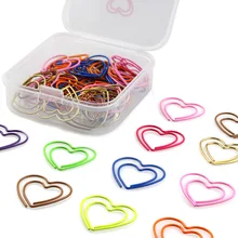 

50PCs/Box Heart Bookmark Metal Paper Clip Decor Colorful Book Note Decoration Binder Clip Stationery Office Student Supplies