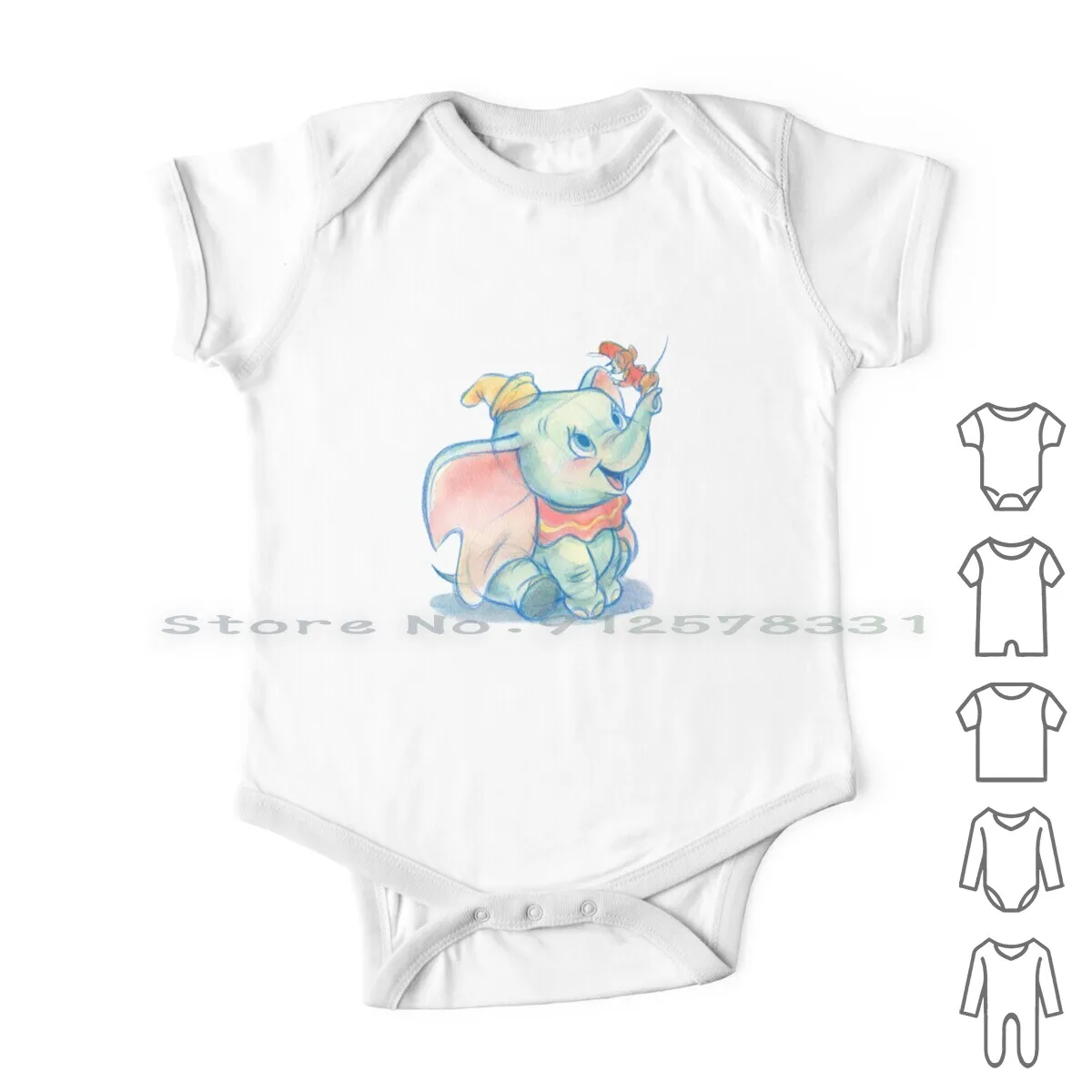 

Dumbito Skecth Newborn Baby Clothes Rompers Cotton Jumpsuits Movie Animated Cute Children Elephant Sketch Infant Long Sleeve