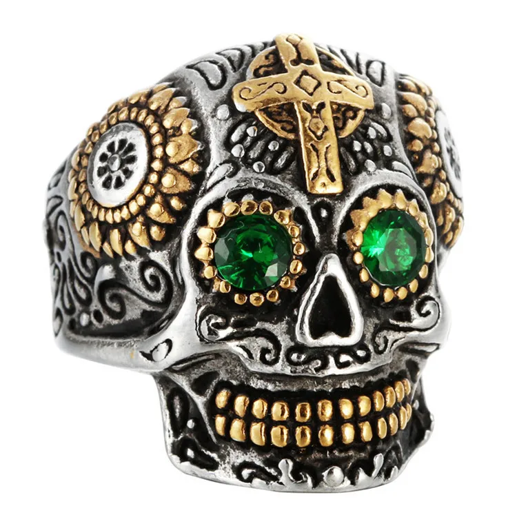 Punk Skull Ring Personality Rock Locomotive Stainless Steel Red Green Eyes Crystal Men and Women Jewelry Ring Halloween Gift
Punk Skull Ring Personality Rock Locomotive Stainless Steel Red Green Eyes Crystal Men and Women Jewelry Ring Halloween Gift