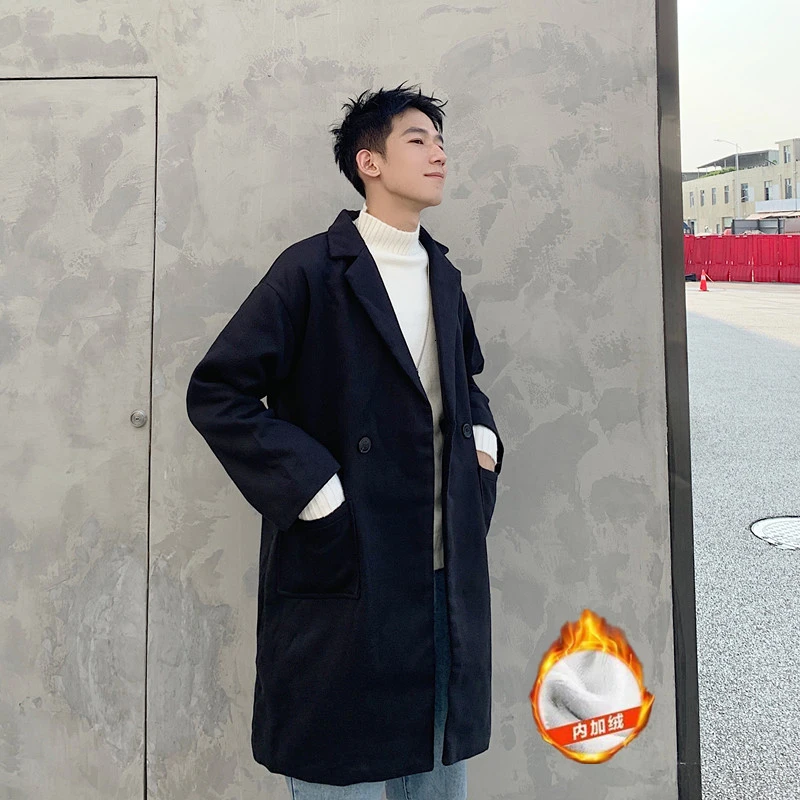 2019 Winter Men's Cashmere Long Wool Trench Jackets Loose Coats Lamb Woolen Blends Overcoat Khaki/black Windbreaker Size M-2XL
2019 Winter Men's Cashmere Long Wool Trench Jackets Loose Coats Lamb Woolen Blends Overcoat Khaki/black Windbreaker Size M-2XL