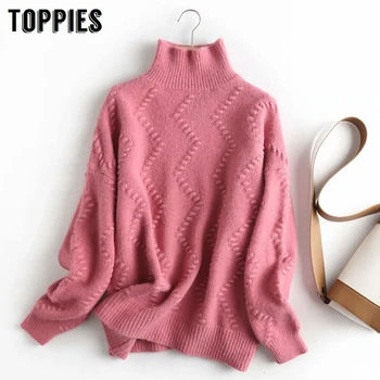 Autumn Winter Turtleneck Pink Sweater Women Knitted Tops Loose Oversize Sweater Solid Pullovers Korean Clothes 
Autumn Winter Turtleneck Pink Sweater Women Knitted Tops Loose Oversize Sweater Solid Pullovers Korean Clothes