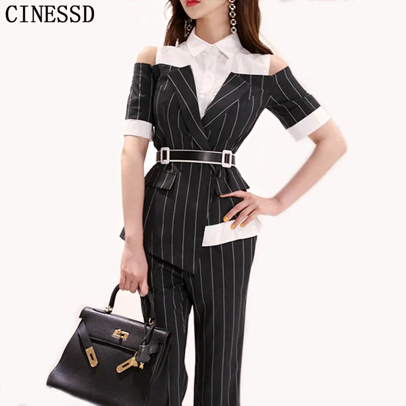 CINESSD Long Pants OL Work Set 2019 Women Single Breasted two-piece Set Stripe Notched Suits Top Female Blazer Jacket Pant
CINESSD Long Pants OL Work Set 2019 Women Single Breasted two-piece Set Stripe Notched Suits Top Female Blazer Jacket Pant