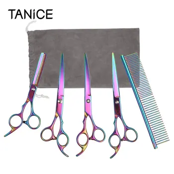 TANiCE 5PCS 7'' Stainless Steel Hairdressing Scissors Kit Bottom Curved Scissor For Pet Colorized Contain 4pcs Scissors & A Comb
TANiCE 5PCS 7'' Stainless Steel Hairdressing Scissors Kit Bottom Curved Scissor For Pet Colorized Contain 4pcs Scissors & A Comb