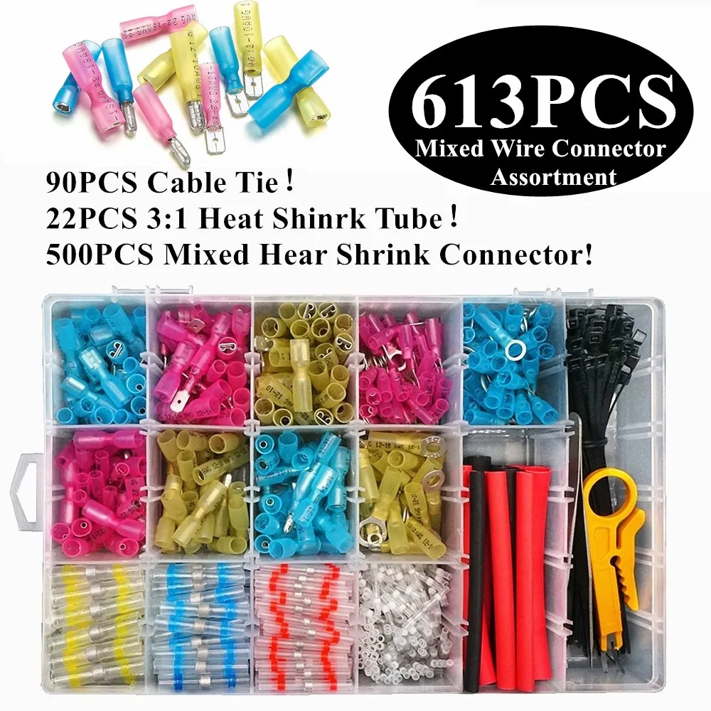 Mandowire Brand 600PCS Mixed Wire connectorS Heat Shrink Terminals Waterproof Automotive Marine Electrical Crimp Terminals Kit
Mandowire Brand 600PCS Mixed Wire connectorS Heat Shrink Terminals Waterproof Automotive Marine Electrical Crimp Terminals Kit