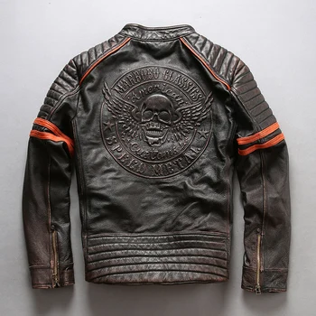 free Men's 3D Skull Motorcycle Genuine Leather Jacket 100% Soft Cowhide Slim fit Jackets Rider Vintage Spring Autumn Coats
free Men's 3D Skull Motorcycle Genuine Leather Jacket 100% Soft Cowhide Slim fit Jackets Rider Vintage Spring Autumn Coats