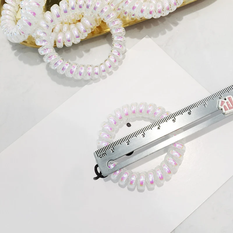 Graceful Unique 1PC/2PCS Elastic Hair Rope Blue Adjustable Telephone Line Pink Acrylic Transparent Exotic Fantasy Wood