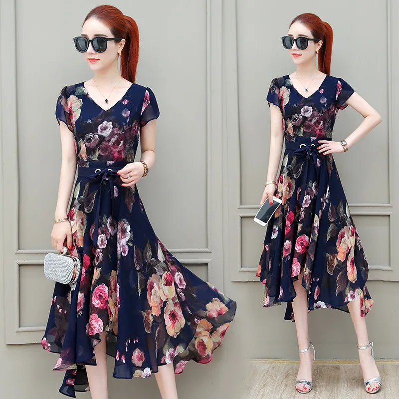 Chiffon Dress Women's 2019 New Style Waist Hugging Cover Belly Normcore Style 35 to 45-Year-Old Floral-Print WOMEN'S Skirt Summe
Chiffon Dress Women's 2019 New Style Waist Hugging Cover Belly Normcore Style 35 to 45-Year-Old Floral-Print WOMEN'S Skirt Summe