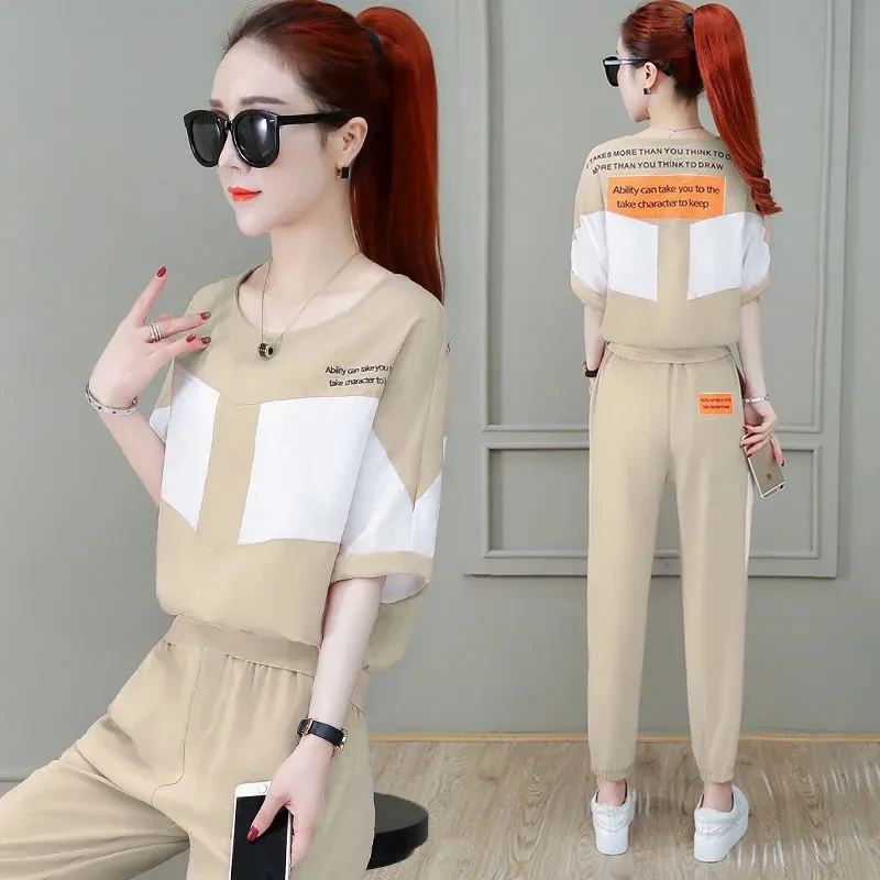 Women 2 Piece Summer Sets 2021 Women's Casual Sportswear Set Short-sleeved Tops + Elastic waist Pant 2PCS Tracksuit Suit W2055
Women 2 Piece Summer Sets 2021 Women's Casual Sportswear Set Short-sleeved Tops + Elastic waist Pant 2PCS Tracksuit Suit W2055