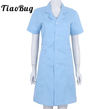 TiaoBug Adult Lapel Collar Short Sleeve Button Front Hospital Medical Costume Scrub Lab Coat Women Nurse Doctor Uniform Dress
TiaoBug Adult Lapel Collar Short Sleeve Button Front Hospital Medical Costume Scrub Lab Coat Women Nurse Doctor Uniform Dress