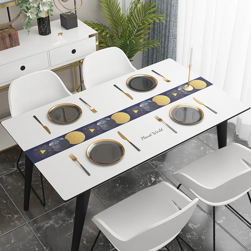 Nordic non-slip leather table mat luxury gold PVC tablecloth Waterproof oilproof washable dining table protector cover customize
Nordic non-slip leather table mat luxury gold PVC tablecloth Waterproof oilproof washable dining table protector cover customize