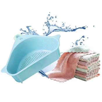 Sink Strainers Basket Kitchen Drain Shelf Sink Storage Holder with Suction Cup and 5 Pcs Dish Towels
Sink Strainers Basket Kitchen Drain Shelf Sink Storage Holder with Suction Cup and 5 Pcs Dish Towels