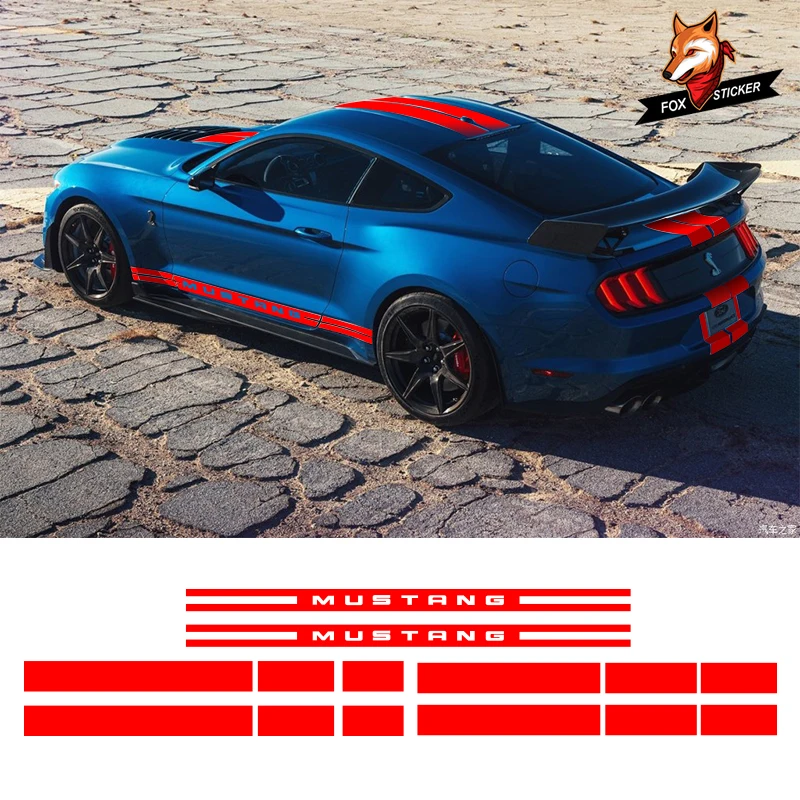 

1 Set Front Rear Hood Roof Trunk Graphic Decal Set Stickers Side Door Rocker Panel Stripes for Ford Mustang 2015-2017