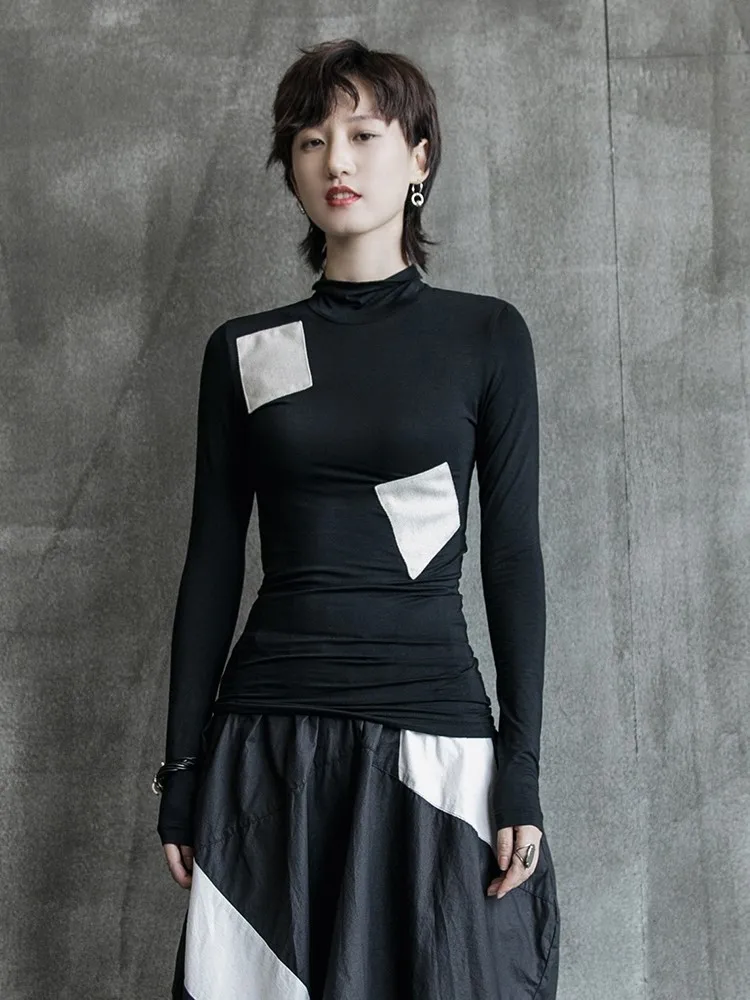 Cakucool 2019 early autumn dark black patch half-high collar slim slimming elastic wild bottoming long-sleeved T-shirt
Cakucool 2019 early autumn dark black patch half-high collar slim slimming elastic wild bottoming long-sleeved T-shirt