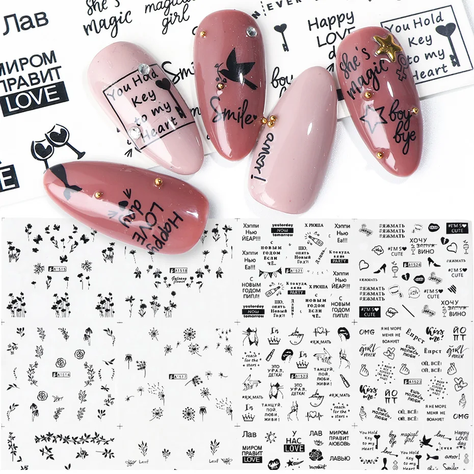12pcs Water Transfer Sliders Butterfly Flower Letters Stickers For Nails Manicure White Black Girl Wraps Decoration JIA1513-1524
12pcs Water Transfer Sliders Butterfly Flower Letters Stickers For Nails Manicure White Black Girl Wraps Decoration JIA1513-1524