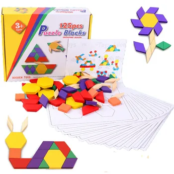 125Pcs Wooden Jigsaw Puzzle Board Set Toy Colorful Baby Montessori Educational Toy kids Learning Developing Tangram DIY Toy gift
125Pcs Wooden Jigsaw Puzzle Board Set Toy Colorful Baby Montessori Educational Toy kids Learning Developing Tangram DIY Toy gift