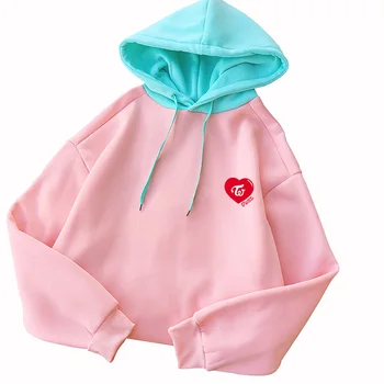 TWICE Kpop Hoodies Korean Casual Kawaii Heart Print Sweatshirt Women Streetwear Spell Color Splicing Fleece Hooded Pullover Tops
TWICE Kpop Hoodies Korean Casual Kawaii Heart Print Sweatshirt Women Streetwear Spell Color Splicing Fleece Hooded Pullover Tops