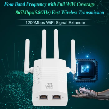 Wireless WiFi Repeater with Sufficient Durability and Ruggedness 1200Mbps Signal Amplifier 4 Antenna WiFi Range Extender
Wireless WiFi Repeater with Sufficient Durability and Ruggedness 1200Mbps Signal Amplifier 4 Antenna WiFi Range Extender