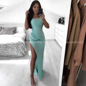 Sexy Strapless Mermaid Mint Green Evening Dresses Pleats Chiffon 2020 Side Split robe de soiree Floor Length Formal Dresses
Sexy Strapless Mermaid Mint Green Evening Dresses Pleats Chiffon 2020 Side Split robe de soiree Floor Length Formal Dresses