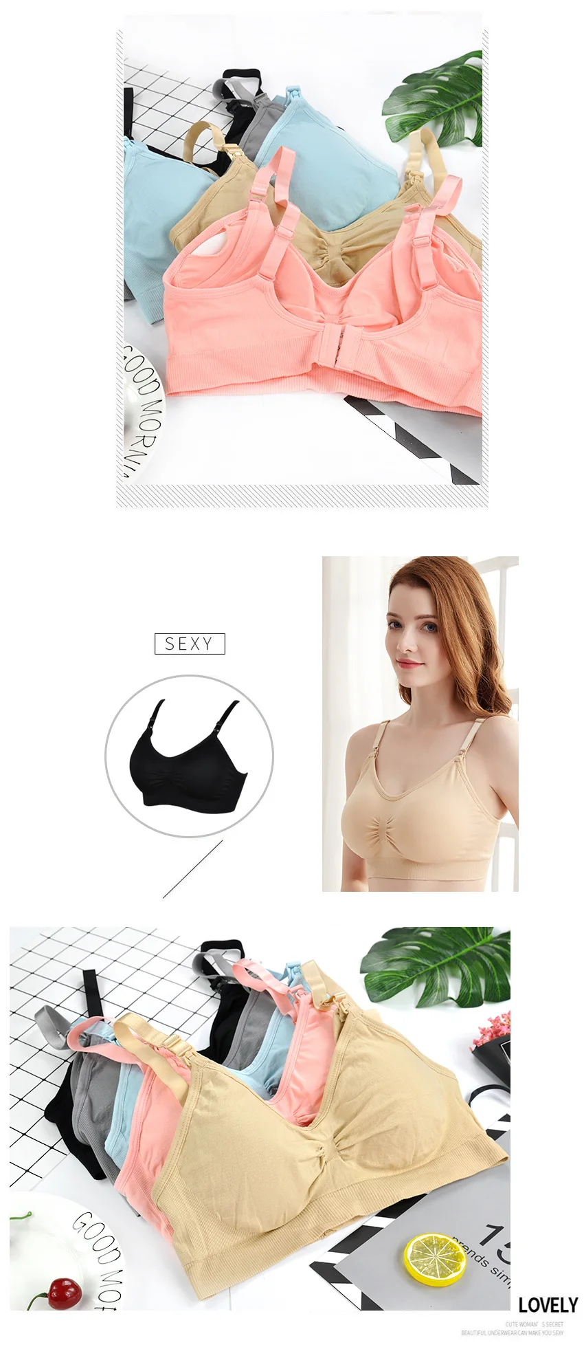 Fashion Front Closure Breastfeeding Bras Maternity Nursing Bra Plus Big