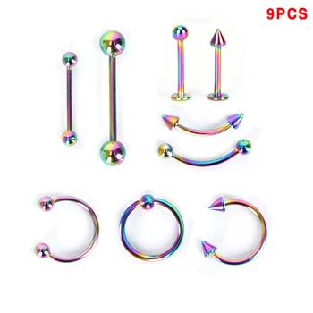 9Pcs/set Body Piercing Stainless Steel Eyebrow Lip Nose Jewellery Tongue Tragus Labret Bar Rings 
9Pcs/set Body Piercing Stainless Steel Eyebrow Lip Nose Jewellery Tongue Tragus Labret Bar Rings