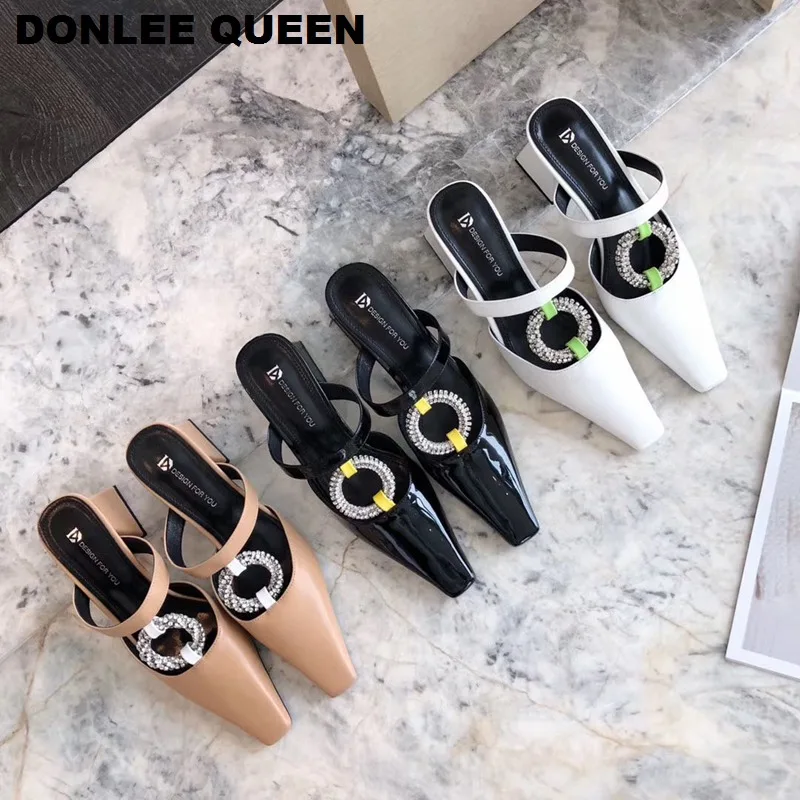 New Spring Thick Heel Mule Slippers Women Slip On Casual Slides Crystal Outside Slippers Elegant Sandals For Party Wedding Shoes
New Spring Thick Heel Mule Slippers Women Slip On Casual Slides Crystal Outside Slippers Elegant Sandals For Party Wedding Shoes