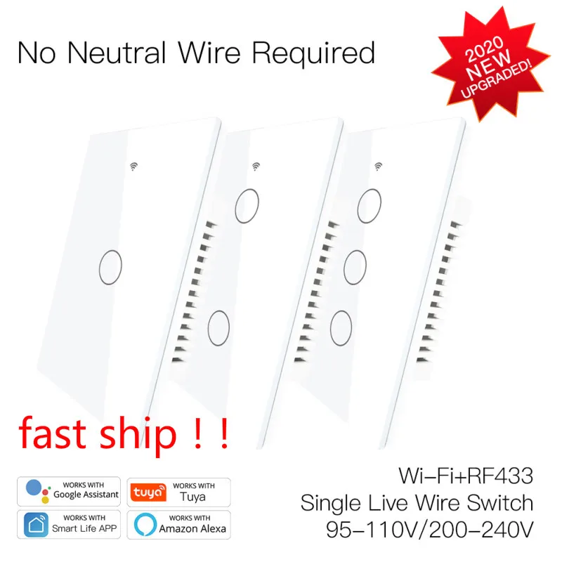 Hot Sale US 120 Version WIFI+RF433 No Neutral Smart Switch Single Fire Smart Life/Tuya App Works With Alexa Google Home 110/220V
Hot Sale US 120 Version WIFI+RF433 No Neutral Smart Switch Single Fire Smart Life/Tuya App Works With Alexa Google Home 110/220V