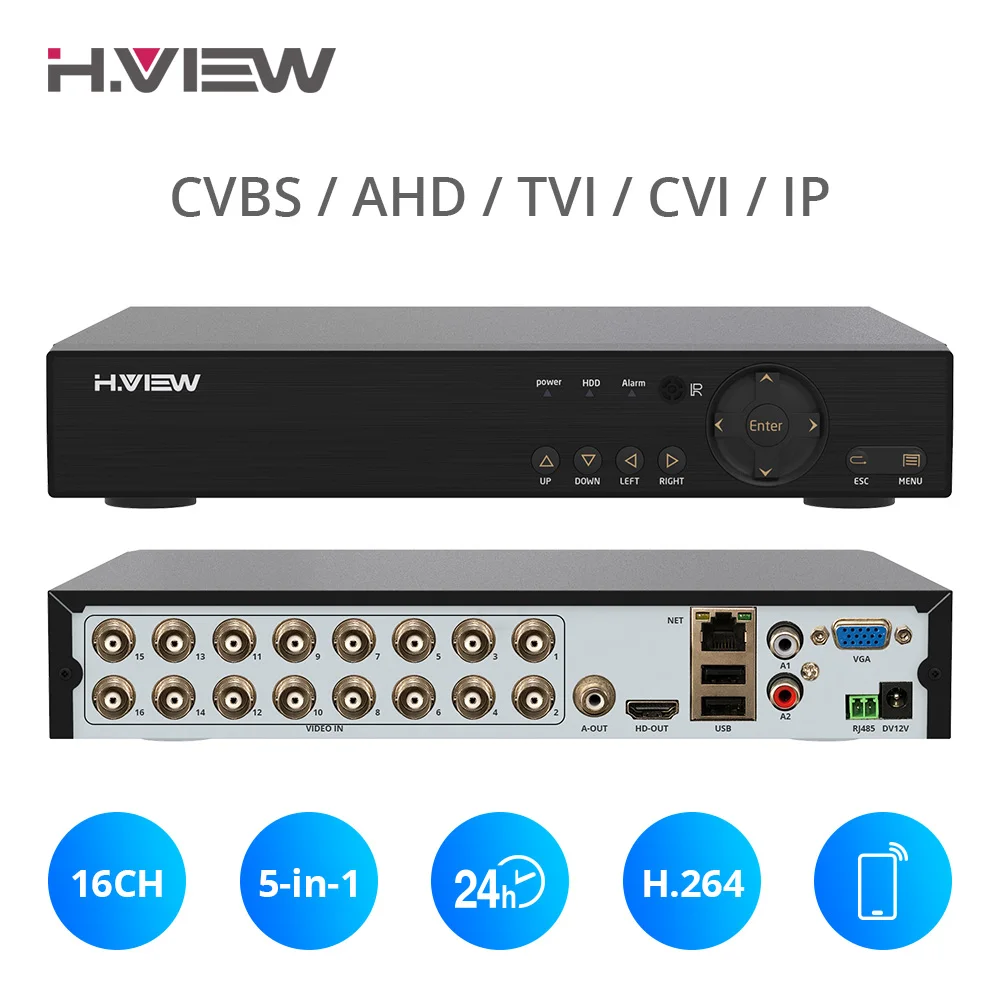 

H.View 16ch NVR Video Surveillance Video Recorder CCTV DVR for Home Security Support 2 x 4TB SATA HDD 1080P Video Output H.264