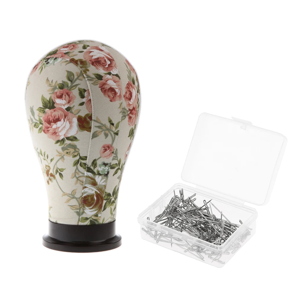 22'' Flower Canvas Mannequin Head 100pcs 35mm T-pins For Wigs Making Hats 22'' Flower Canvas Mannequin Head 100pcs 35mm T-pins For Wigs Making Hats