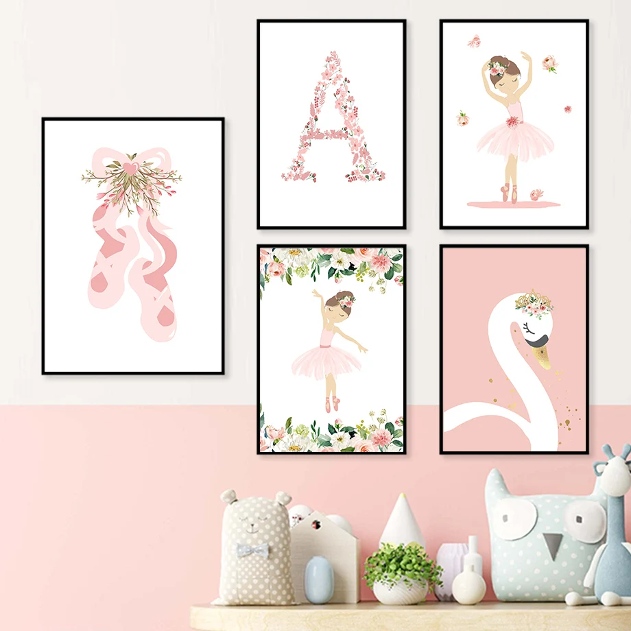 Cute Shoes Ballet Girl Swan Quotes Nursery Nordic Posters And Prints Wall Art Canvas Painting Wall Pictures Baby Kids Room Decor