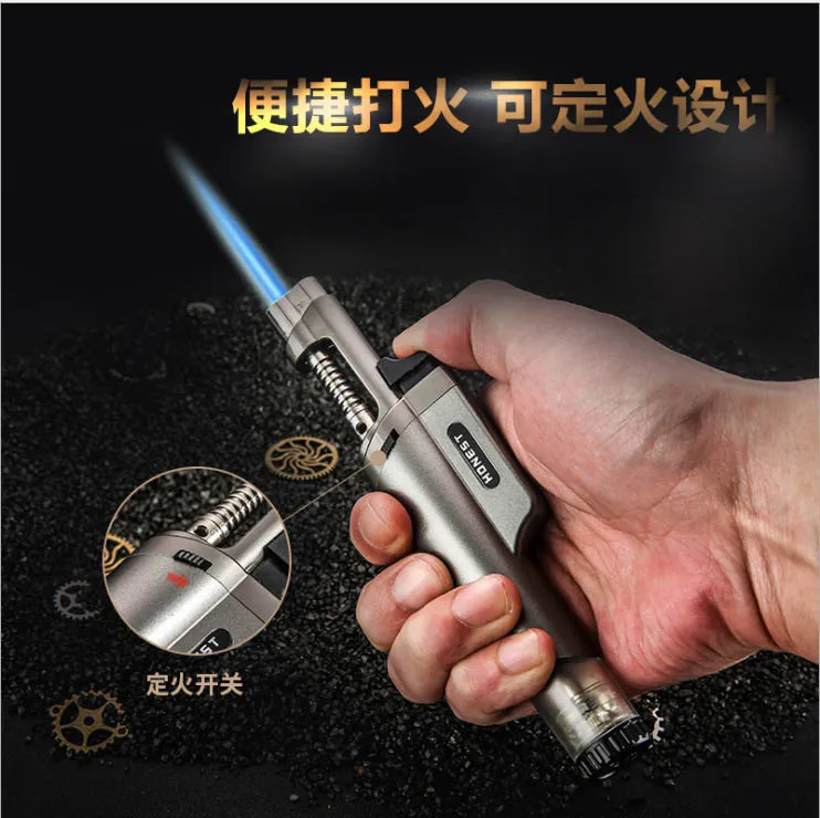 New metal windproof small gun gun fire straight at lighters consigned pig hair blue baking torch ignition burner flame thrower s 
New metal windproof small gun gun fire straight at lighters consigned pig hair blue baking torch ignition burner flame thrower s