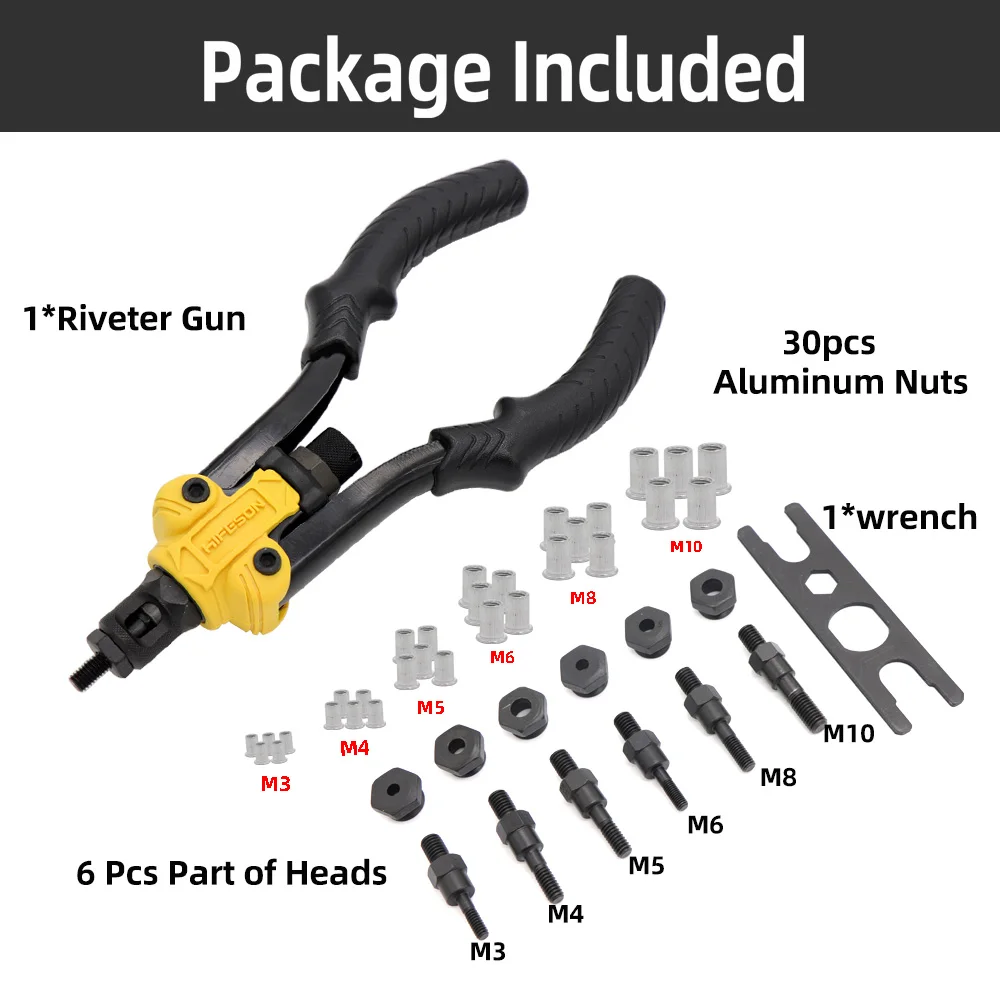 Pistola remachadora de mano con caja para M3 M4 M5 M6 M8 M10