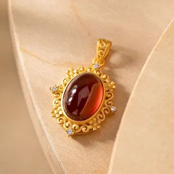 silver inlaid garnet orange elegant pendant necklace Chinese style retro gold gilded luxury noble unique women's brand jewelry
silver inlaid garnet orange elegant pendant necklace Chinese style retro gold gilded luxury noble unique women's brand jewelry
