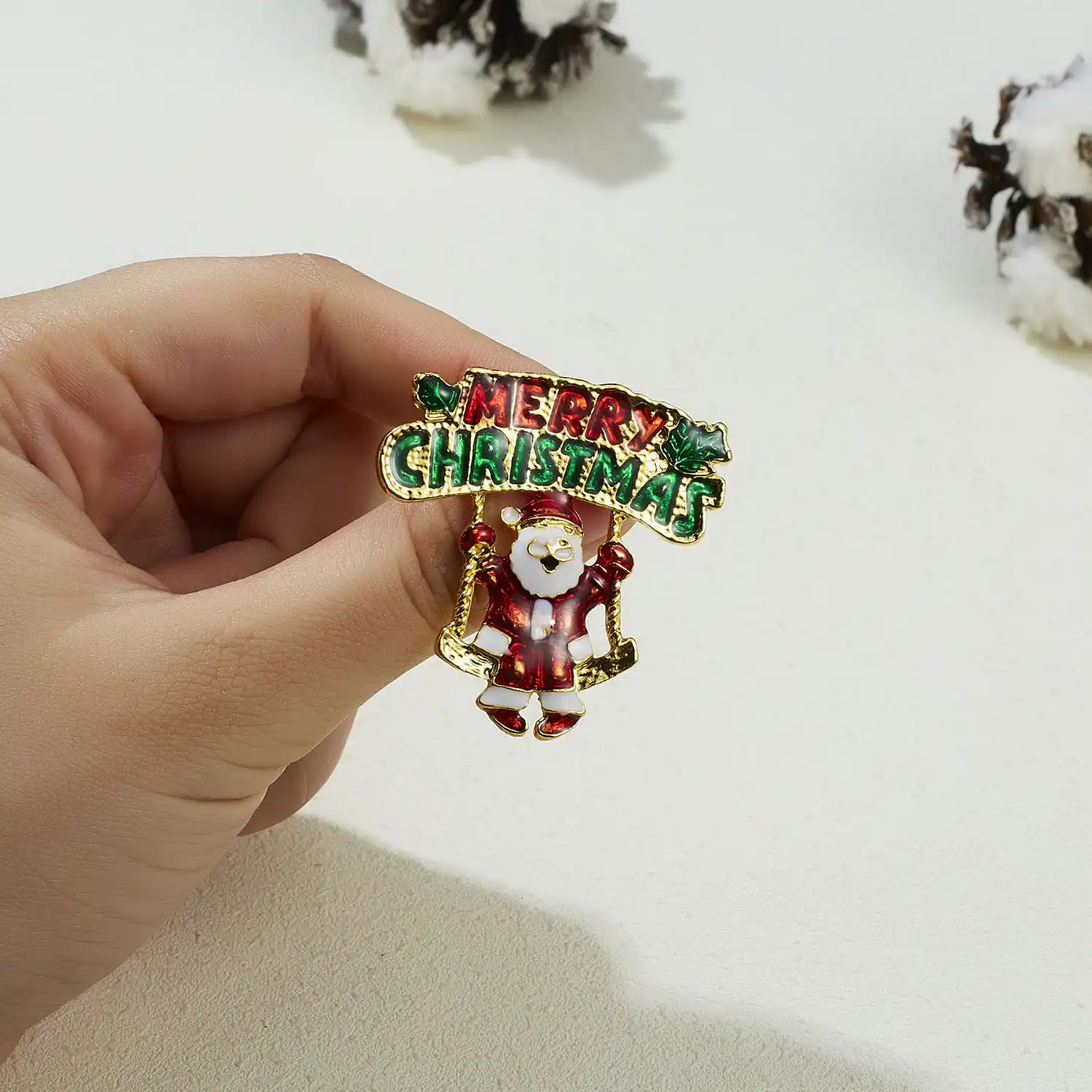 crystal christmas brooch pins gold metal enamel brooches for
