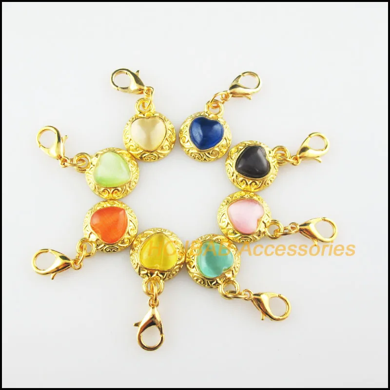 8 New Heart Mixed Charms Stone Flower Pendants With Lobster Claw Clasps Gold Color 13x16mm
8 New Heart Mixed Charms Stone Flower Pendants With Lobster Claw Clasps Gold Color 13x16mm