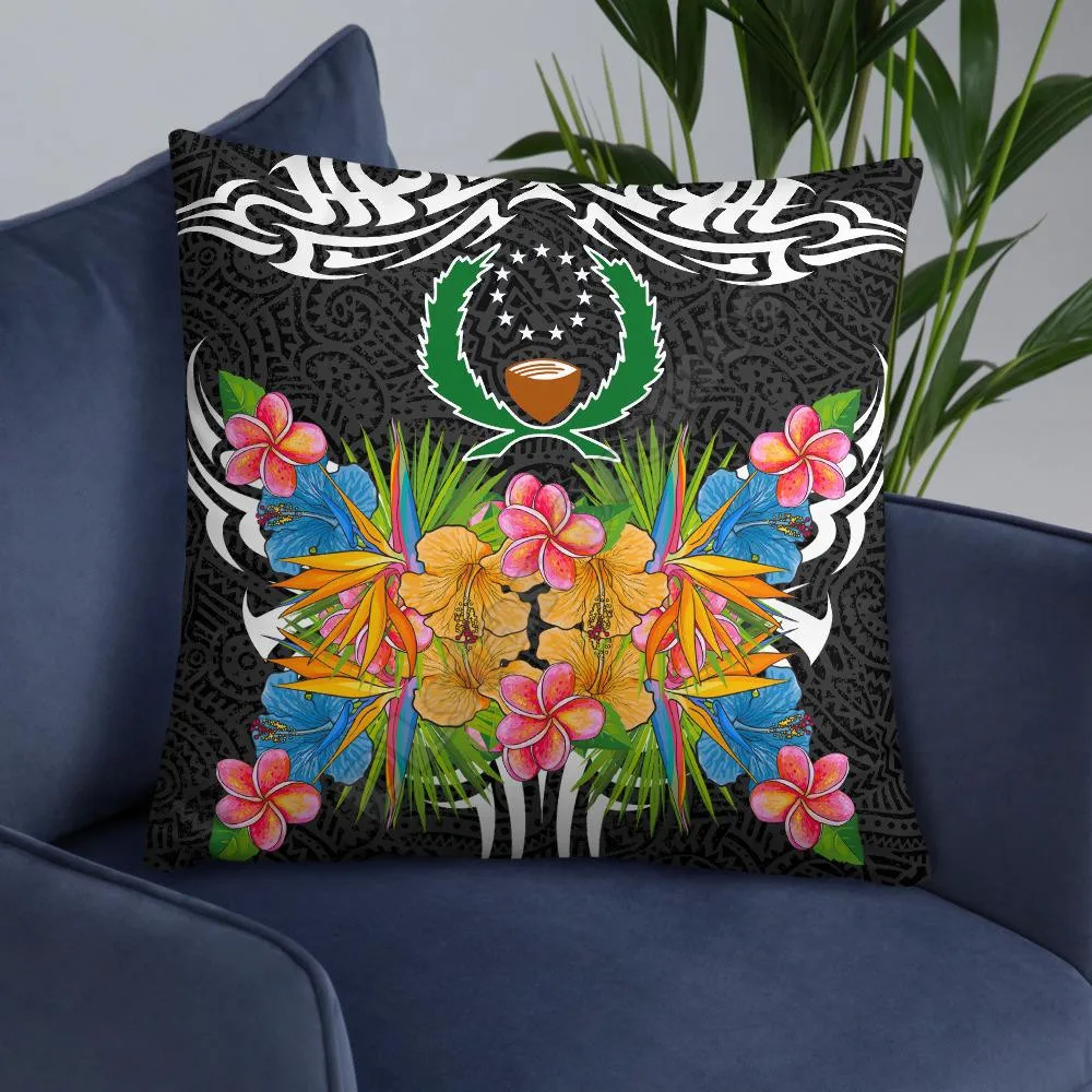 

Pohnpei State Pillow Coat Of Arms With Tropical Flowers Pillowcases Throw Pillow Cover Home Decoration