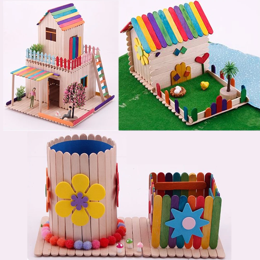 Generic Popsicle Sticks 50Pcs Wooden Craft Ice Cream Stick Ice Lolly