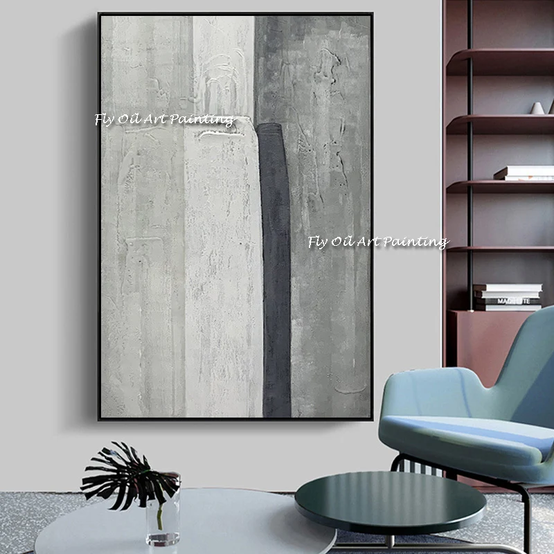 

The Latest Handmade Abstract Art Oil Painting Wall Canvas White Gray Paintings Corridor Picture Living Room Decoration Frameless