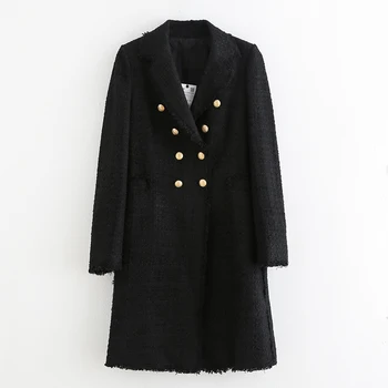 Women Fashion Double Breasted Tweed Dress Style Jackets Elegant Ladies Turn Down Collar Long Sleeve Coats
Women Fashion Double Breasted Tweed Dress Style Jackets Elegant Ladies Turn Down Collar Long Sleeve Coats