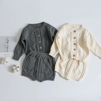 Toddler Girls Boys Suit Autumn Winter Children Clothing Boys Girls Baby Knit Sweater Cardigan + Shorts Suit Baby Clothes Suit 
Toddler Girls Boys Suit Autumn Winter Children Clothing Boys Girls Baby Knit Sweater Cardigan + Shorts Suit Baby Clothes Suit