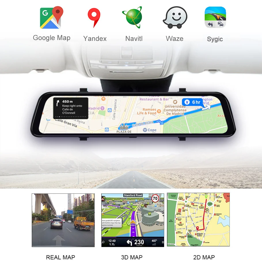 Автомобильный видеорегистратор зеркало заднего вида 12 дюймов 4G ADAS Android 1080P Wi Fi