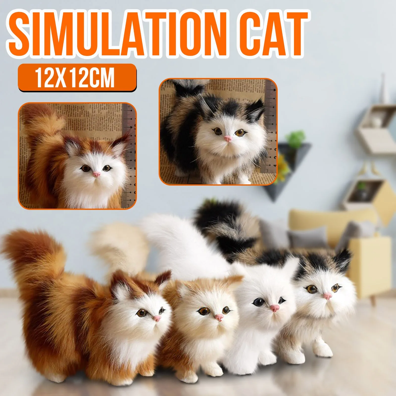 Имитация реалистичной милой плюшевой кошки реалистичное животное модель