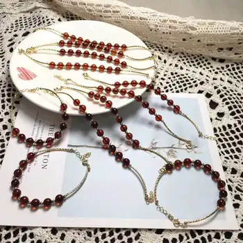 Natural DIY Bracelets Wine Red Color 14k Hand-made Fashion Simple Women's Bracelets
Natural DIY Bracelets Wine Red Color 14k Hand-made Fashion Simple Women's Bracelets