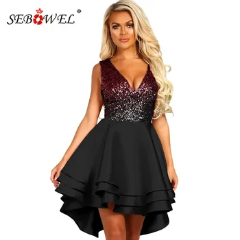 SEBOWEL Fashion Gradient Color Sequin Woman's Skater Dress Sleeveless Deep V Glitter Party Multi Layer Satin Mini Dresses S-XL
SEBOWEL Fashion Gradient Color Sequin Woman's Skater Dress Sleeveless Deep V Glitter Party Multi Layer Satin Mini Dresses S-XL